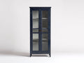 Vitrinas de madera y vidrio 80x38x190 cm azul-blanco para comedor - estilo clásico