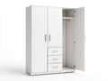 Armarios de melamina blanca 150x52x200 cm - para dormitorio - diseño moderno con cajones
