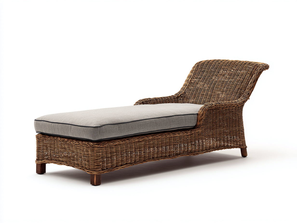 Tumbonas ratán-tela 172x70x82 cm marrón-gris - diseño natural