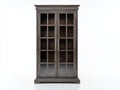 Vitrinas de madera marrón oscuro y vidrio 90x40x185 cm - para salón - diseño clásico con puertas de cristal