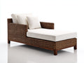 Tumbonas de ratán natural y cojín blanco 185x78x82 cm - para jardín - diseño rústico con reposabrazos