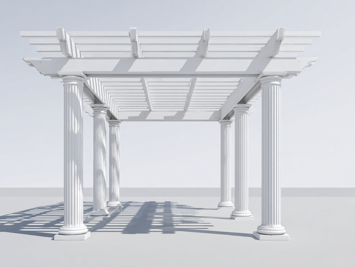 Pérgola de jardín blanca de resina 300x250x260 cm - para exterior - diseño clásico con columnas