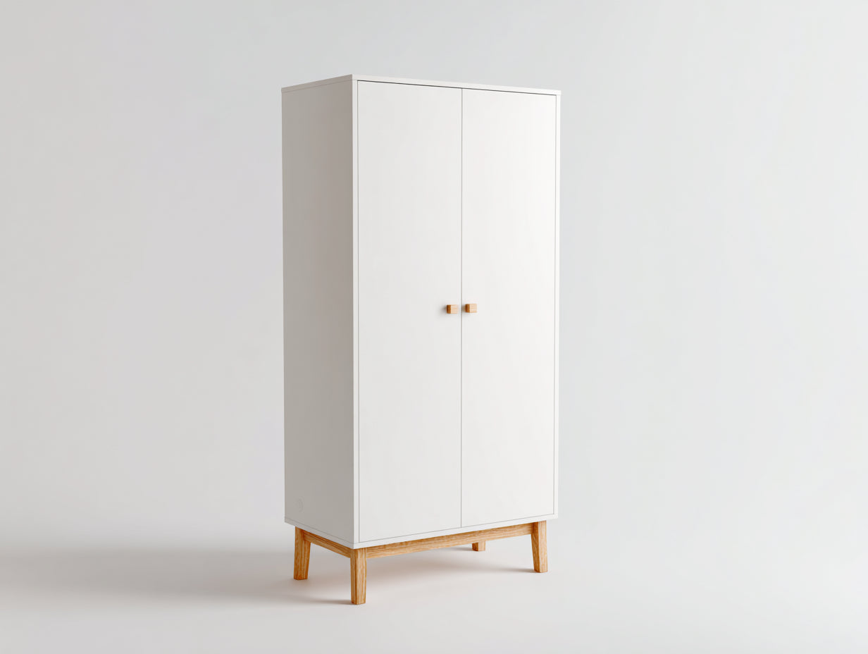Armarios 90x50x170 cm - madera en blanco-marrón para dormitorio - diseño nórdico moderno