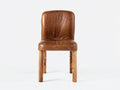 Sillas de comedor de cuero marrón y madera natural 48x56x86 cm - para comedor - diseño vintage