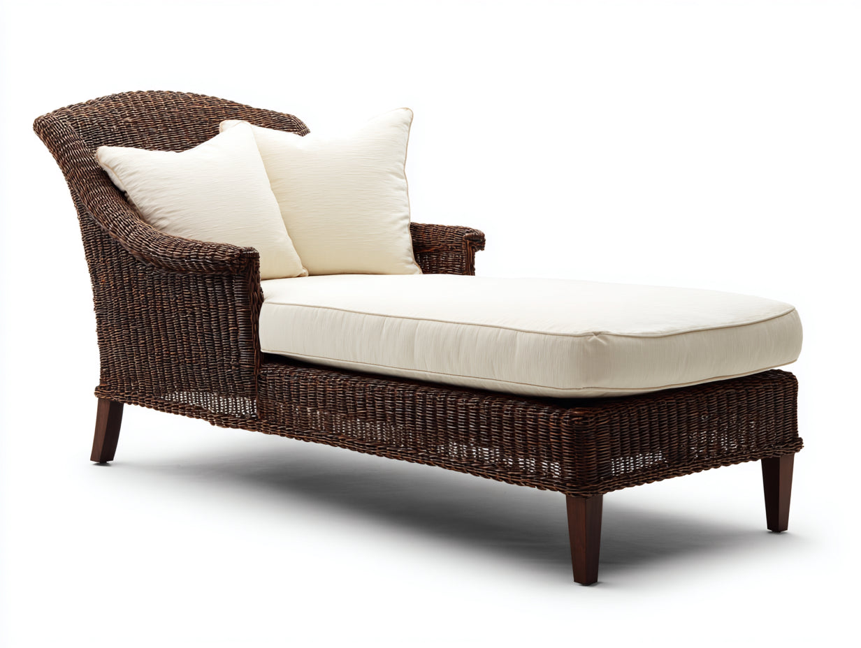 Tumbonas 195x78x88 cm - ratán marrón y cojín beige para jardín - diseño clásico con reposabrazos