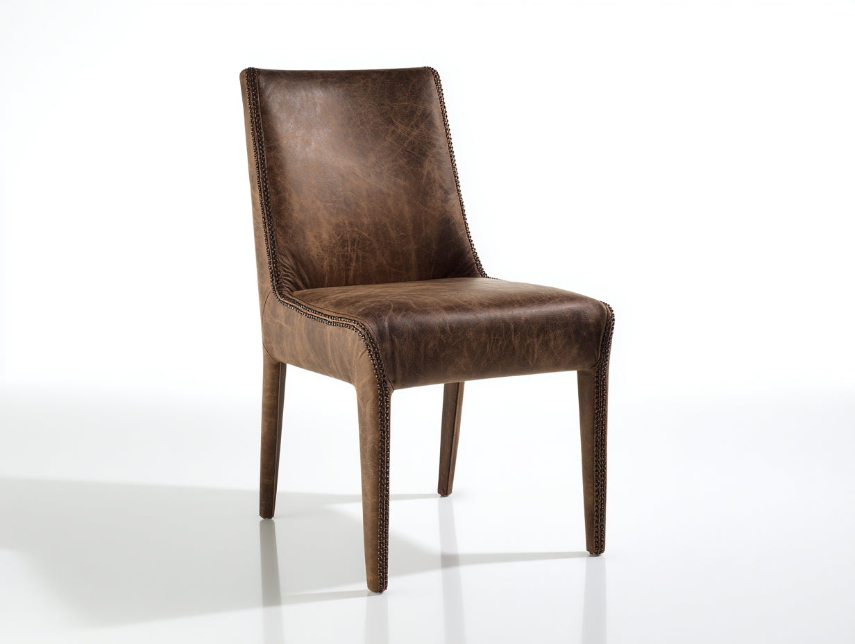 Sillas de comedor 50x60x98 cm - cuero sintético marrón para comedor - estilo vintage tapizado