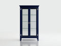 Vitrinas de madera azul oscuro y vidrio 78x38x180 cm - para salón - diseño clásico con puertas de cristal
