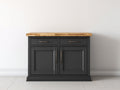 Aparadores de madera negro y natural 115x44x86 cm - para comedor - diseño clásico con cajones