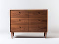 Cómodas 120x45x85 cm - madera marrón para dormitorio - diseño nórdico con 6 cajones