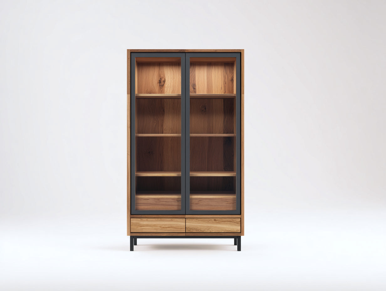 Vitrinas de madera 90x40x180 cm marrón-negro - almacenamiento para salón - diseño moderno
