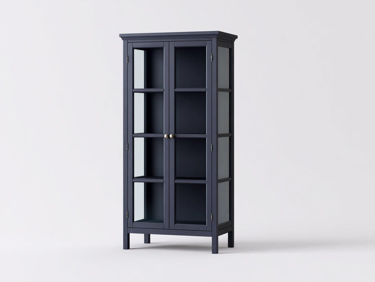 Vitrinas 80x40x170 cm - madera negra con puertas de cristal - estilo clásico para salón