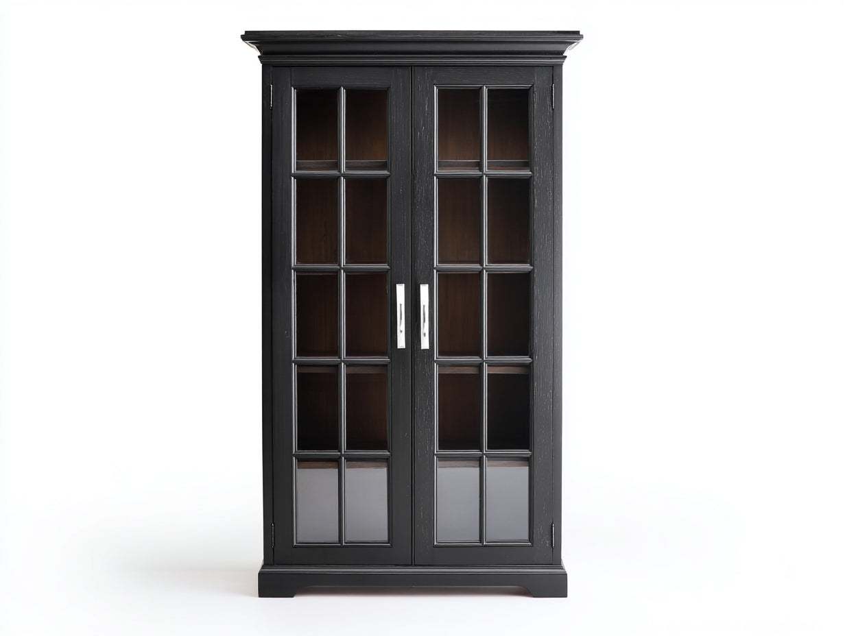 Vitrinas de madera 95x42x190 cm negro - almacenamiento para salón - estilo clásico