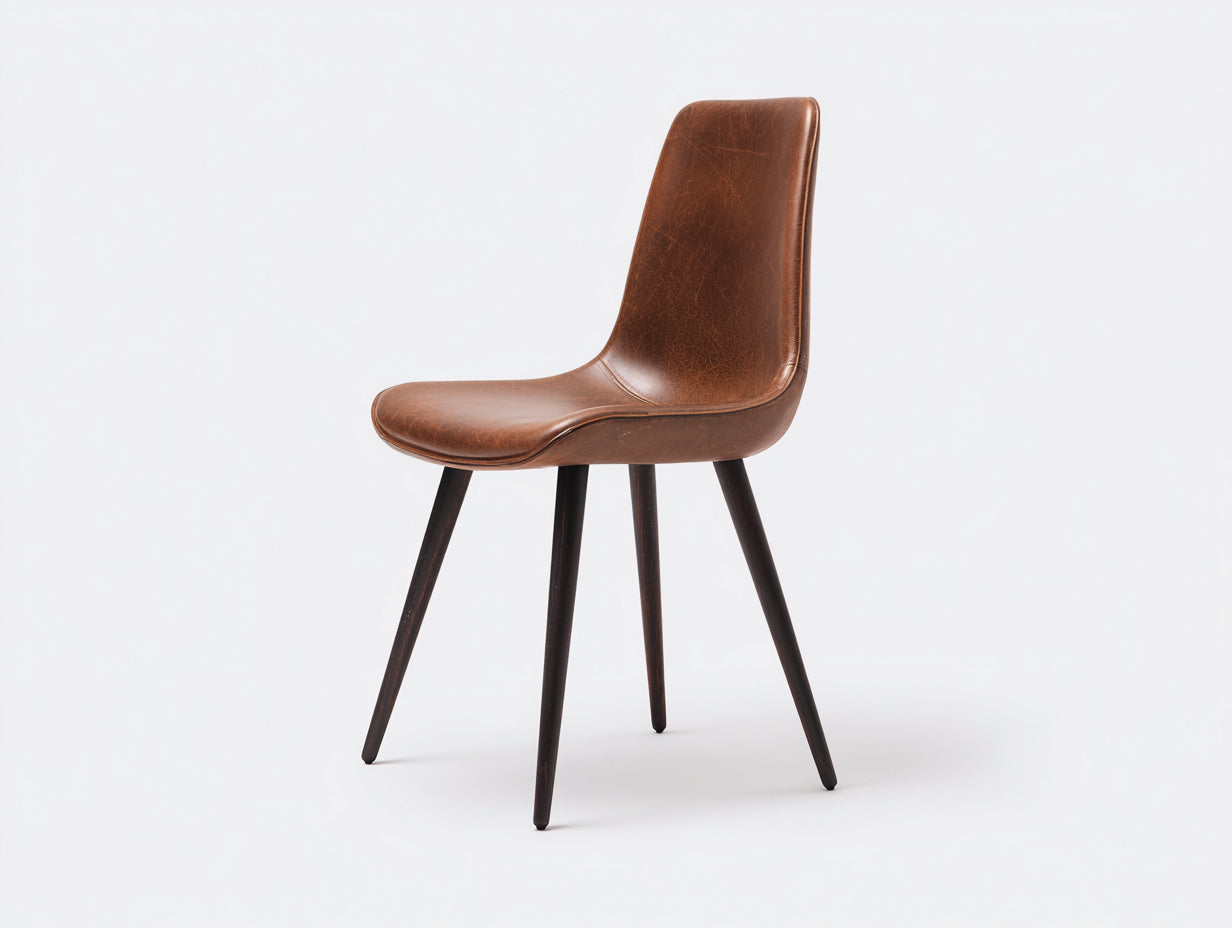 Sillas de comedor 48x56x90 cm - cuero sintético marrón para comedor - diseño moderno con patas oscuras