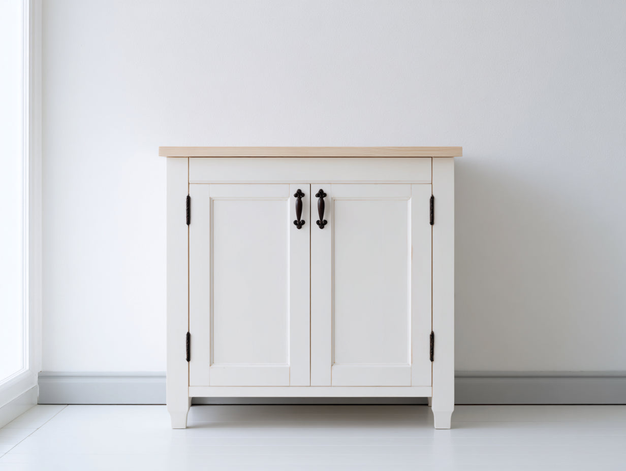 Aparadores 90x40x85 cm - madera blanco-marrón para salón - diseño rústico con 2 puertas