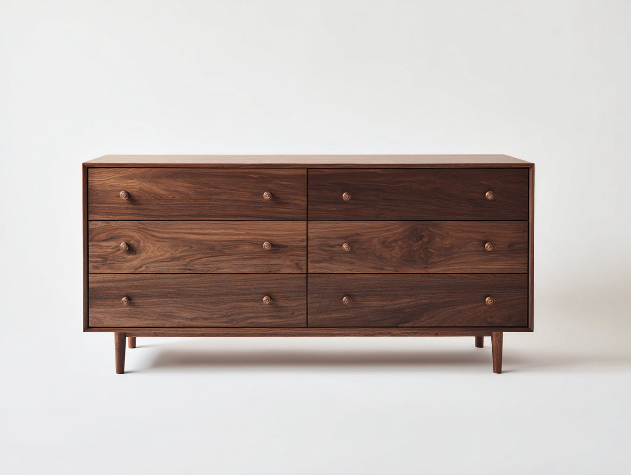 Cómodas 160x45x80 cm - madera marrón para dormitorio - diseño moderno con 6 cajones