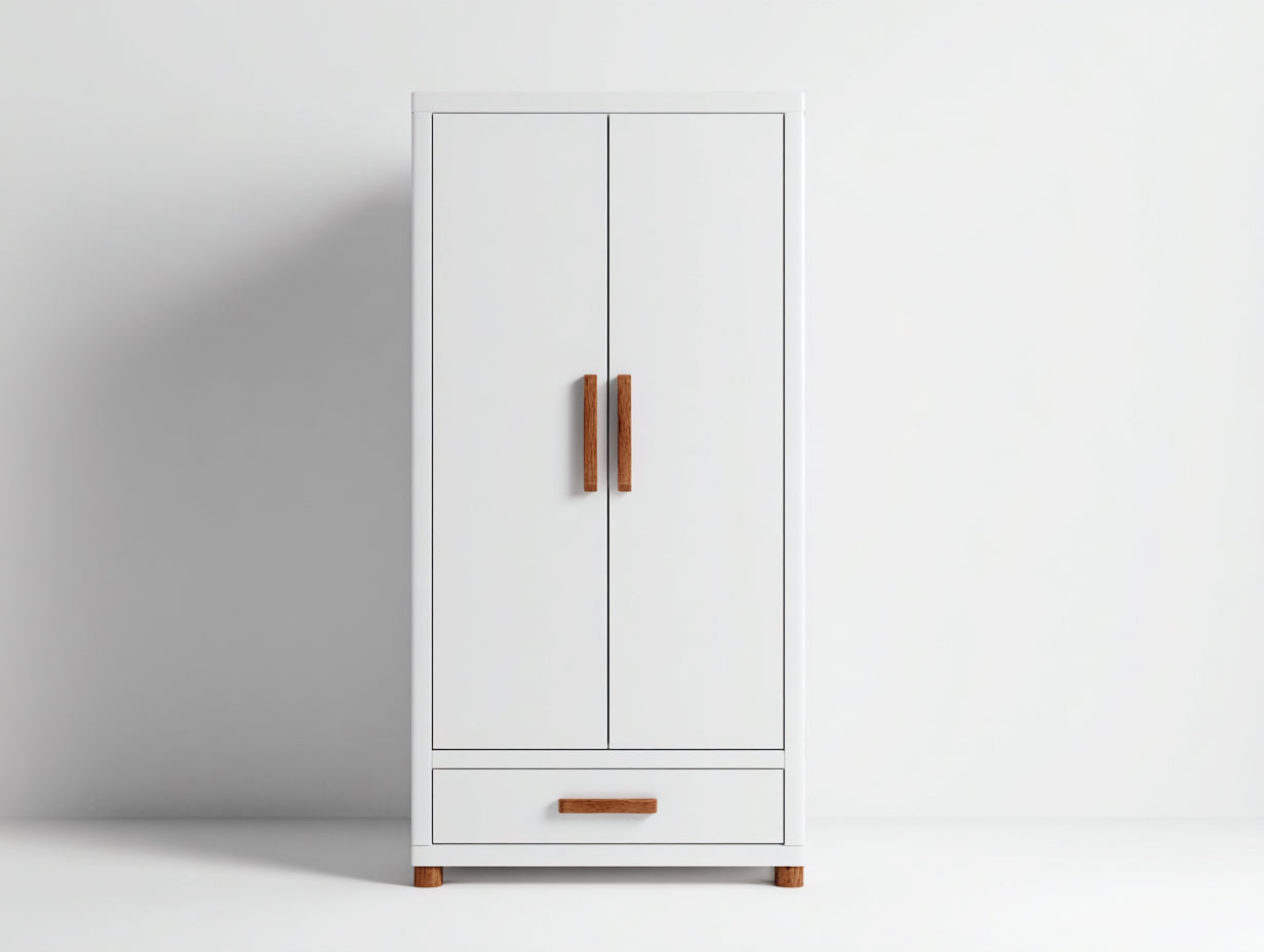 Armarios de madera 90x50x180 cm blanco-marrón - almacenamiento para dormitorio - diseño moderno