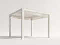 Pérgola de jardín 320x300x245 cm - metal blanco para exterior - diseño moderno con techo de lamas