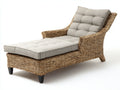 Tumbonas 198x76x90 cm - ratán natural y cojín beige para jardín - diseño clásico con respaldo alto